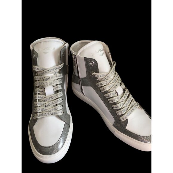 NIB ZADIG & VOLTAIRE HIGH FLASH INFINITY PATENT HIGH-TOP SNEAKERS SIZE 38 / US 7 - Picture 1 of 14
